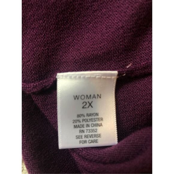 Roz&Ali Women’s Purple 3/4 Sleeve Crew Neck Blouse Size 2X NWT - Picture 5 of 7